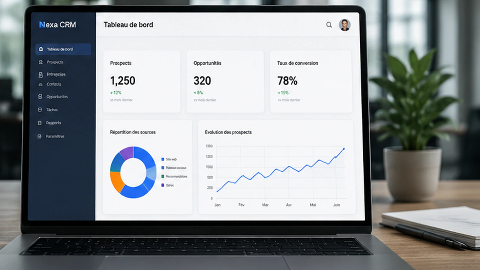Aperçu du projet Nexa CRM — Application web